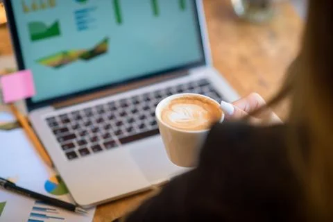 Laptop coffee work Stock Photos