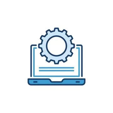 Laptop with Cog Wheel vector concept icon Stock Illustration