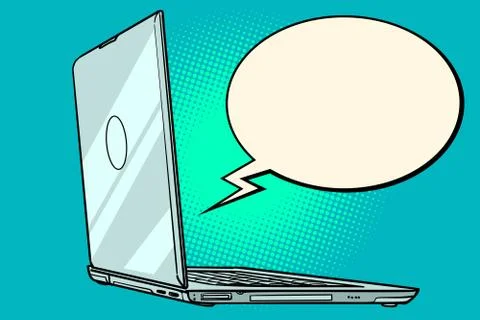 Laptop comic book bubble Illustrazione stock