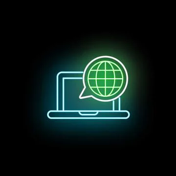 Laptop communicating globally with internet network connection Stock Illustration