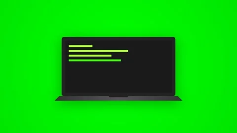 Laptop computer activating on a vibrant green screen background Stock Footage 346735734