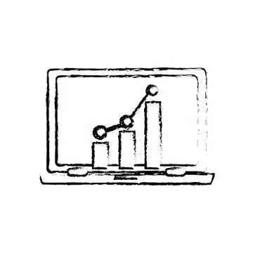 Laptop computer and bar graph chart Stock Illustration