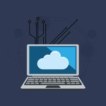 Laptop computer and cloud storage icon Stock Illustration