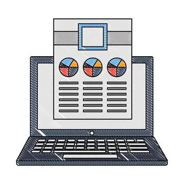 Laptop computer and document file with statistics graphic Illustrazione stock