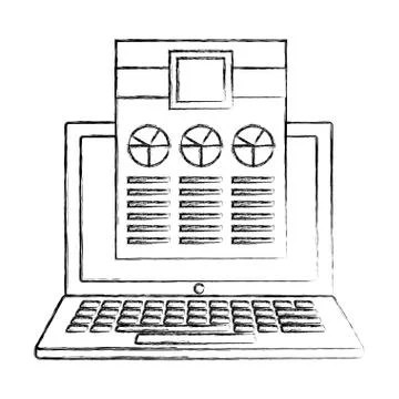 Laptop computer and document file with statistics graphic Stock Illustration