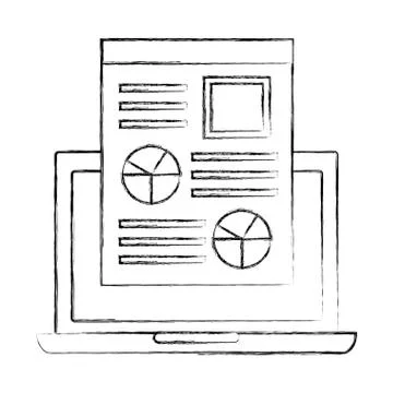Laptop computer and document file with statistics graphic Stock Illustration