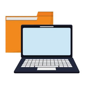 Laptop computer and folder symbol Stock Illustration