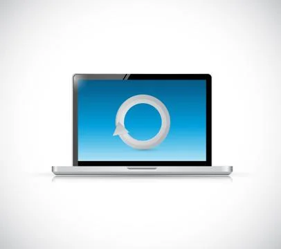 Laptop computer and loading cycle Illustrazione stock