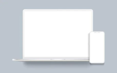 Laptop computer and mobile phone clay mockup Illustrazione stock