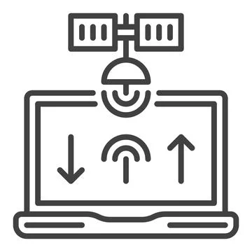 Laptop Computer and Satellite vector Internet Access concept line icon 스톡 일러스트