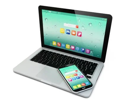 Laptop computer and smartphone Stock Illustration
