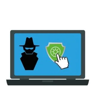 Laptop computer with anti spy secure Stock Illustration