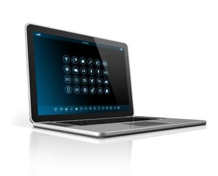 Laptop Computer - apps icons interface 스톡 일러스트
