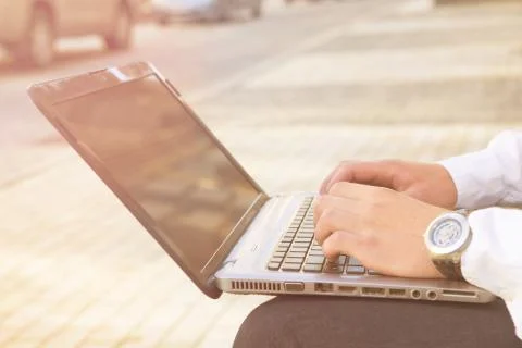 Laptop computer background Stock Photos