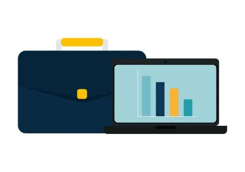 Laptop computer with bars statistics and portfolio Stock-Illustration