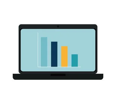 Laptop computer with bars statistics Stock Illustration
