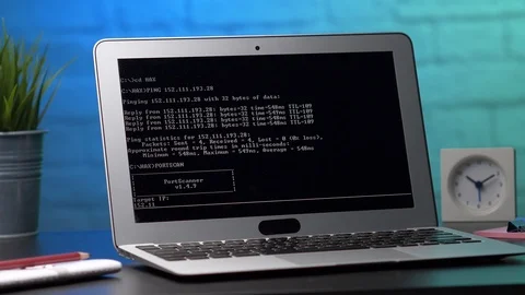 Laptop Computer Being Hacked With Coding Stock Footage 106406466