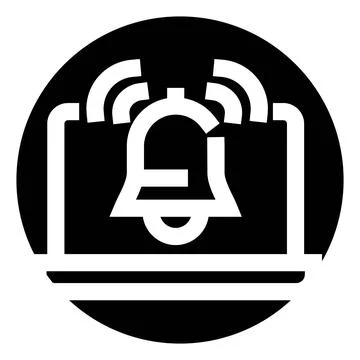 Laptop computer bell notification alert icon イラスト素材