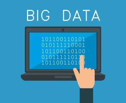 Laptop computer with big data icons Stock Illustration