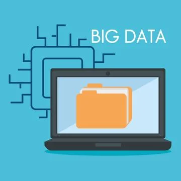 Laptop computer with big data icons Stockillustratie