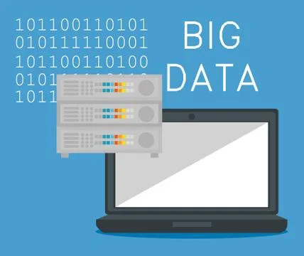 Laptop computer with big data icons Stock Illustration
