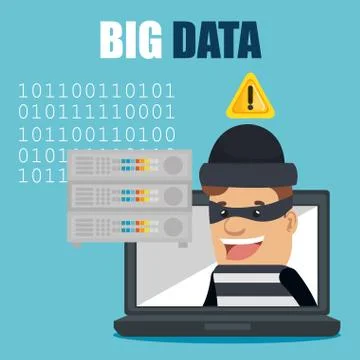 Laptop computer with big data icons Stock Illustration