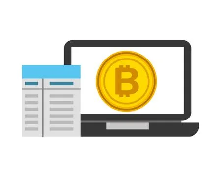 Laptop computer bitcoin contract fintech Stock Illustration