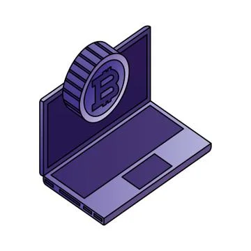Laptop computer bitcoin network data Illustrazione stock