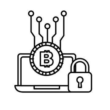 Laptop computer bitcoin security trade Illustrazione stock