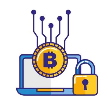 Laptop computer bitcoin security trade イラスト素材
