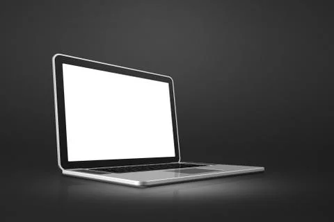 Laptop computer on black office scene background Stock Illustration