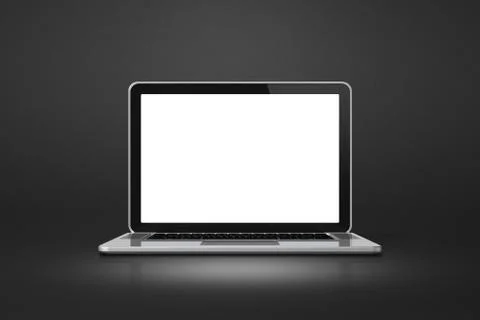 Laptop computer on black office scene background Stock Illustration