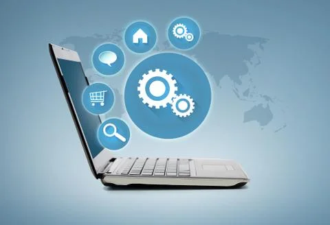 Laptop computer with blank black screen Illustrazione stock