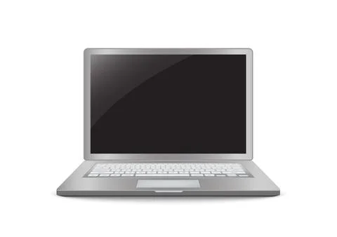 Laptop computer with blank black screen realistic icon for mockup user inte.. Stock Illustration