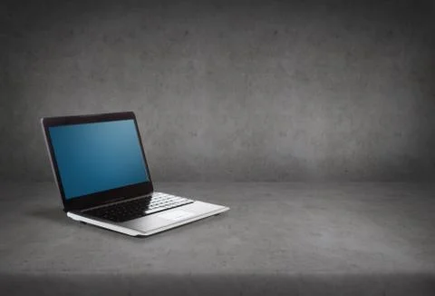 Laptop computer with blank black screen Stock Photos