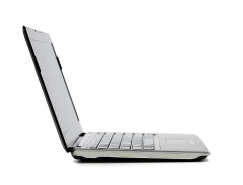 Laptop computer with blank black screen Stock Photos