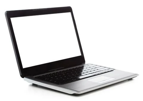 Laptop computer with blank black screen Stock Photos