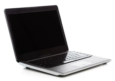 Laptop computer with blank black screen Stock Photos