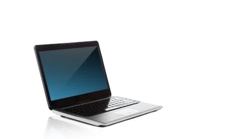 Laptop computer with blank black screen Stock Photos