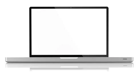 Laptop Computer with Blank Screen Isolated on White Stock Photos