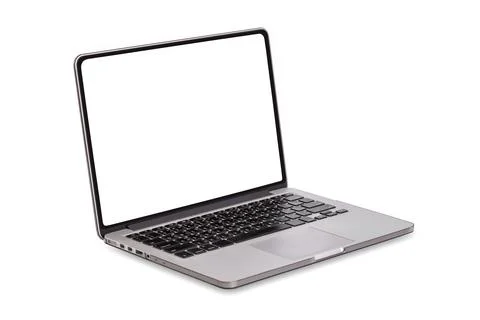 Laptop computer with blank screen isolated on white background Stock Photos