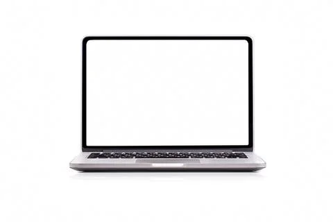 Laptop computer with blank screen isolated on white background Stock Photos