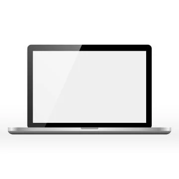 Laptop Computer with Blank White Screen Stock Illustration