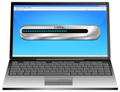 Laptop computer with blue Loading bar - 3D illustration イラスト素材