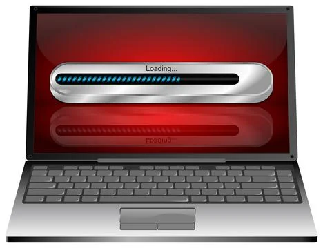 Laptop computer with blue Loading bar - 3D illustration Illustrazione stock