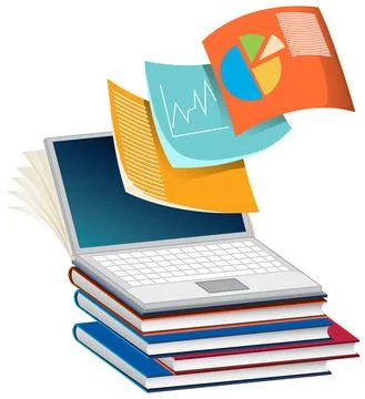 Laptop computer on books stack Stock Illustration