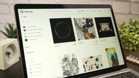 Laptop Computer Browsing NFT Marketplace Online Non Fungible Token Stock-Footage 160489141