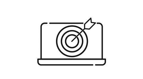 Laptop computer with bullseye target and arrow symbol Illustration
