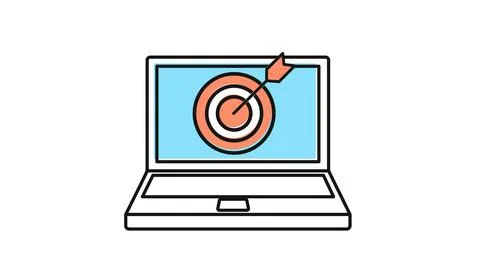 Laptop computer with bullseye target and arrow Stock Illustration