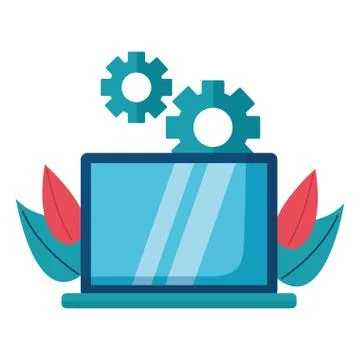Laptop computer business with gears Stock Illustration